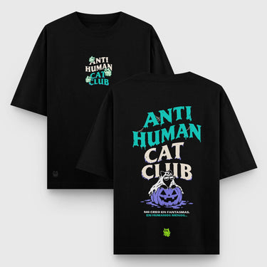 Camiseta Oversize Anti Human Cat Club | MIAULLOWEEN - Camiseta Oversize - Talla: S - Geek Hunters