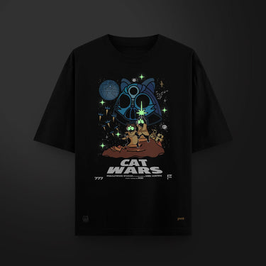 Camiseta Oversize Cat Wars | Frontal - Camiseta Oversize - Talla: S - Geek Hunters