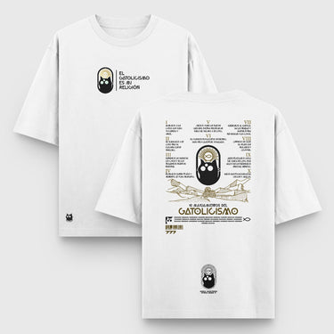 Camiseta Oversize Los 10 Mandamientos del Gatolicismo - Camiseta Oversize - Talla: S - Geek Hunters