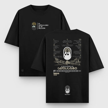 Camiseta Oversize Los 10 Mandamientos del Gatolicismo - Camiseta Oversize - Talla: S - Geek Hunters