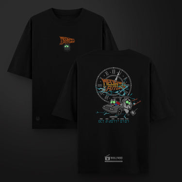 Camiseta Oversize Meow to the Future - Negra - Camiseta Oversize - Talla: S - Geek Hunters