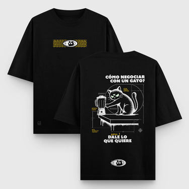 Camiseta Oversize Negociar con un Gato - Camiseta Oversize - Talla: S - Geek Hunters