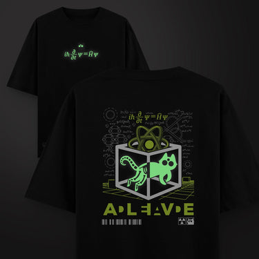 Camiseta Oversize Schrodinger Cat Glow - Neon - Camiseta Oversize - Talla: S - Geek Hunters