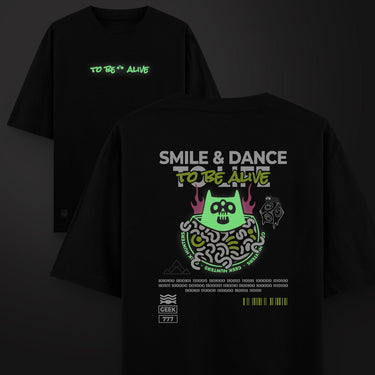 Camiseta Oversize Smile and Dance Glow - Neon - Camiseta Oversize - Talla: S - Geek Hunters