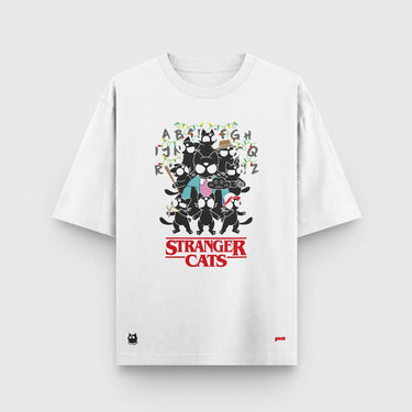 Camiseta Oversize Stranger Cats | Frontal - Camiseta Oversize - Talla: S - Geek Hunters