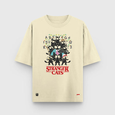 Camiseta Oversize Stranger Cats | Frontal - Camiseta Oversize - Talla: S - Geek Hunters