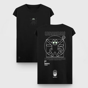 Camiseta Oversize Tank - Gato de Vitruvio Negra - Camiseta Oversize Tank - Talla: S - Geek Hunters