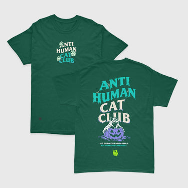 Camiseta Regular Fit Anti Human Cat Club | Verde Botella - Color Limitado - Camiseta - Talla: S - Geek Hunters