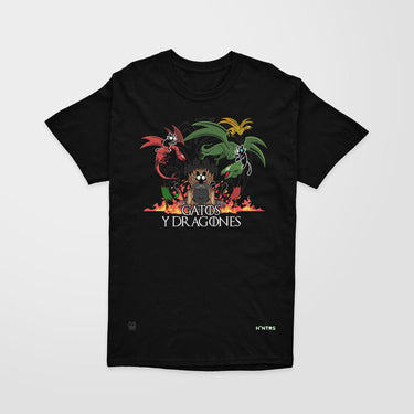 Camiseta Regular Fit Gatos y Dragones - Camiseta - Talla: S - Geek Hunters