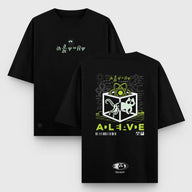 Camiseta Oversize Schrodinger Cat Glow - Neon - Camiseta Oversize - Talla: S - Geek Hunters