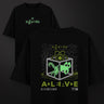 Camiseta Oversize Schrodinger Cat Glow - Neon - Camiseta Oversize - Talla: S - Geek Hunters